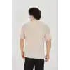 Unisex Jakar Kumaş Rahat Kol T-Shirt - Bej