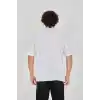 Unisex Jakar Kumaş Rahat Kol T-Shirt - Beyaz
