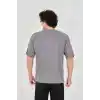 Unisex Jakar Kumaş Rahat Kol T-Shirt - Gri