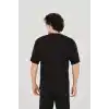 Unisex Jakar Kumaş Rahat Kol T-Shirt - Siyah