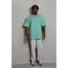 Unisex Oversize Düz Bisiklet Yaka T-Shirt - Mint Yeşili