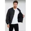 Unisex Siyah Bomber Mont – Su İtici Kumaş, Kapitone Astarlı, Fermuarlı ve Günlük Kullanıma Uygun Ceket- Siyah