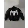 Unisex Siyah Bomber Mont – Venom Beyaz Örümcek Logolu, Fermuarlı Cepli, Kapitone Astarlı Günlük Mont - Siyah