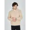 Unisex Tam Fermuarlı Kapşonlu  SweatShirt - Bej
