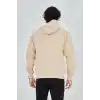 Unisex Tam Fermuarlı Kapşonlu  SweatShirt - Bej