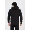 Unisex Tam Fermuarlı Kapşonlu  SweatShirt - Siyah