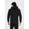 Unisex Tam Fermuarlı Kapşonlu  SweatShirt - Siyah