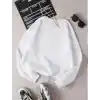 Unisex Üç İplik Biskilet Yaka SweatShirt - Beyaz