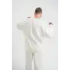 Uzun Kol Bisiklet Yaka Basic SweatShirt - Beyaz