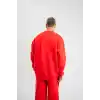 Uzun Kol Bisiklet Yaka Basic SweatShirt - Kırmızı