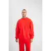 Uzun Kol Bisiklet Yaka Basic SweatShirt - Kırmızı