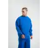 Uzun Kol Bisiklet Yaka Basic SweatShirt - Mavi