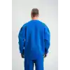 Uzun Kol Bisiklet Yaka Basic SweatShirt - Mavi