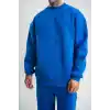 Uzun Kol Bisiklet Yaka Basic SweatShirt - Mavi