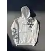 Uzun Kol Kapüşonlu Baskılı SweatShirt - Beyaz