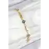 VIP Pirinç Renkli Zirkon Taşlı Yonca Model Gold Renk Kadın Bileklik