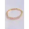 Vip Seri Pirinç Pembe Zirkon Taşlı Gold Renk Baget Model Bileklik