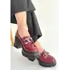Winar Bordo Rugan Doldu Topuk Ayakkabı