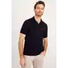 Yakası Düğmeli Yakalı Pike Baskılı T-Shirt - Beyaz