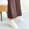 Yejja Bej Cilt Bağcıklı Spor Ayakkabı