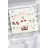 Yılbaşı Temalı Karışık Model 8 Çift Yılbaşı Temalı Kadın Küpe Seti