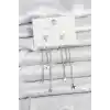 Yıldız Model Gümüş Renk Pirinç Sallantılı Kadın Küpe