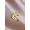 Z Harfli Altın Renk Ayarlamalı Metal Kadın Yüzük