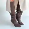 Zelya Kahverengi Cilt Topuklu Çizme