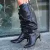 Zelya Siyah Cilt Topuklu Çizme