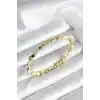 Zirkon Taşlı Küp Şerit Model Pirinç Gold Renk Kadın Bileklik