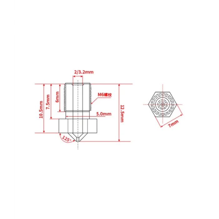 0.4mm E3D V5/V6 Çelik Nozzle - 1.75mm