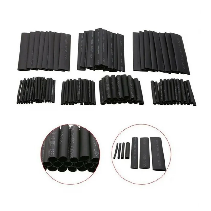 127 Adet Isı Shrink Makaron Seti – Siyah Renk Farklı Boylar