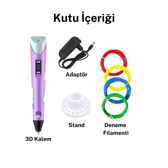 3D Kalem Yazıcı - Mor - Filament Hediyeli