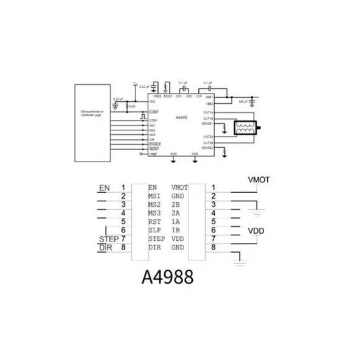 A4988 Step Motor Sürücü - 3D Yazıcı/CNC Uyumlu - Yeşil