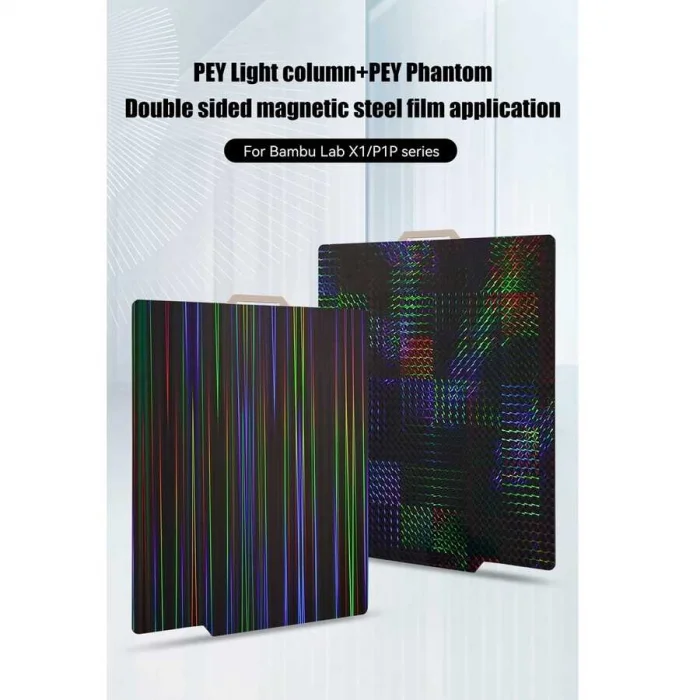 Bambu Lab A1, X1, X1C, P1P, P1S PEY + PEY Çift Taraflı Manyetik Yay Çelik Tabla - 256x256 mm