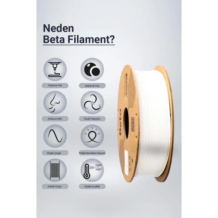 BETA Beyaz PLA+ Filament - 1.75mm - 1 Kg