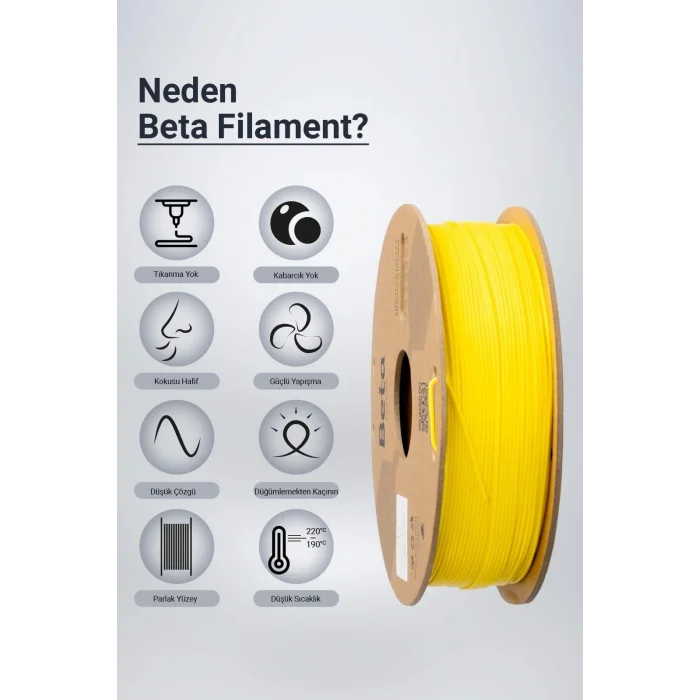 BETA Sarı PLA+ Filament - 1.75mm - 1 Kg