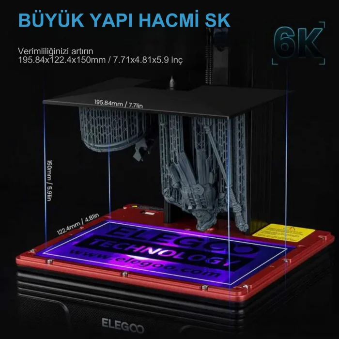 ELEGOO Mars 4 Max 6K MSLA 3D Yazıcı