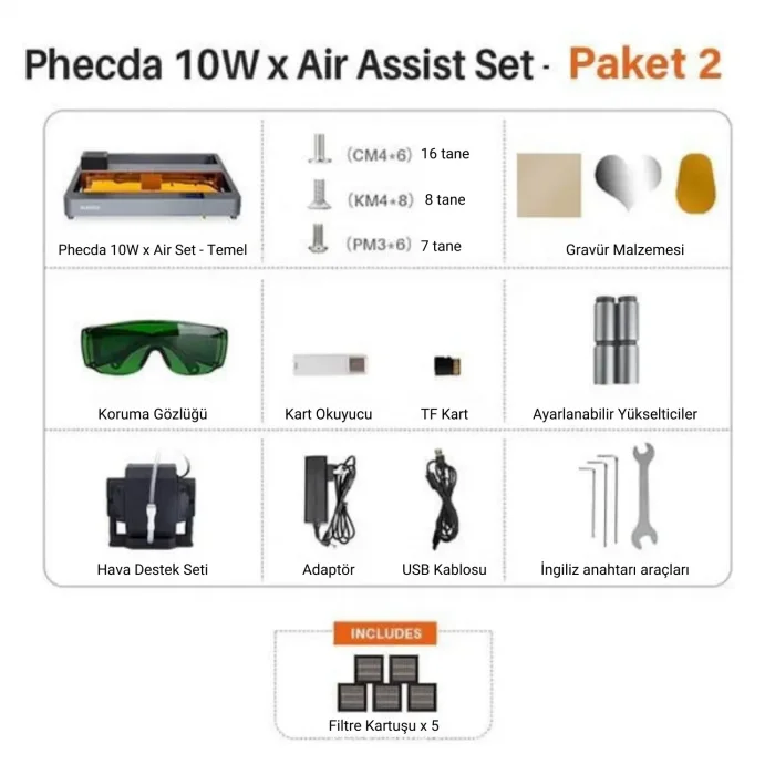 ELEGOO PHECDA Lazer Gravür ve Kesici 10W - Paket 2