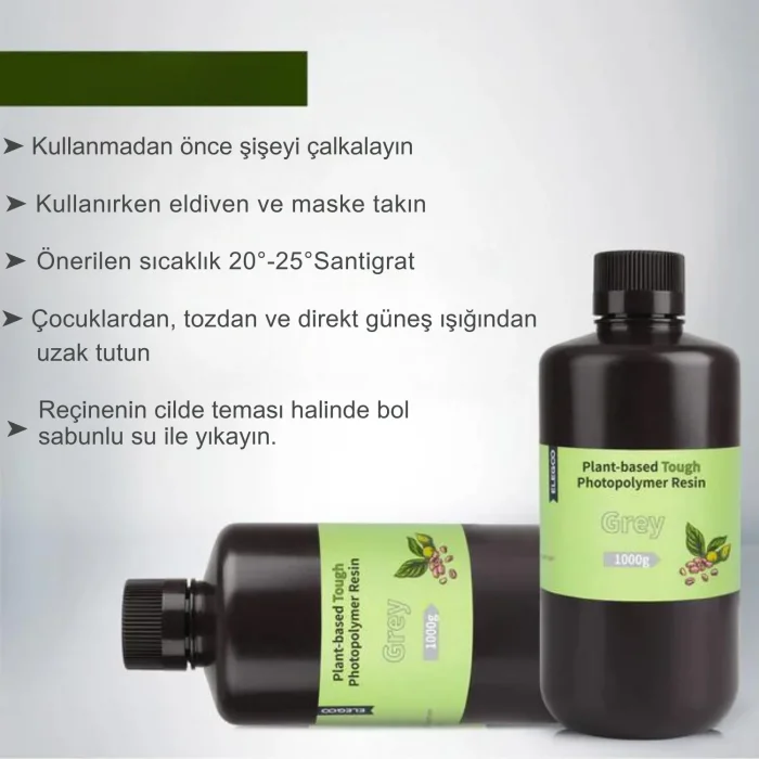 ELEGOO Plant-Based (Bitki Bazlı) Reçine - Gri - 1 Kg