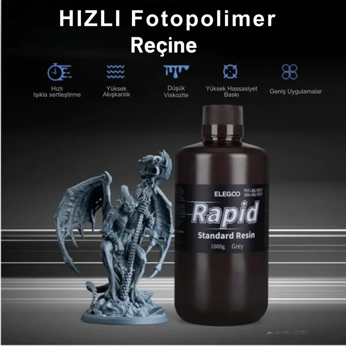 ELEGOO Standart Rapid (Hızlı) Reçine - Gri - 1Kg