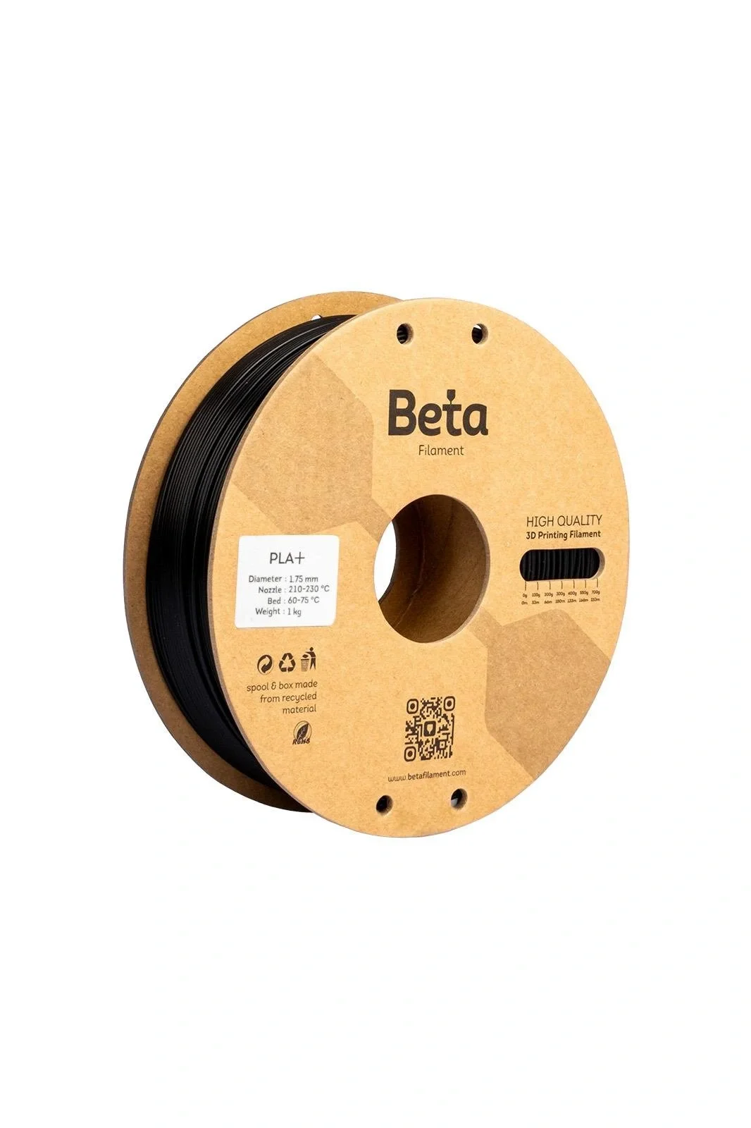 BETA Siyah PLA+ Filament - 1.75mm - 1 Kg