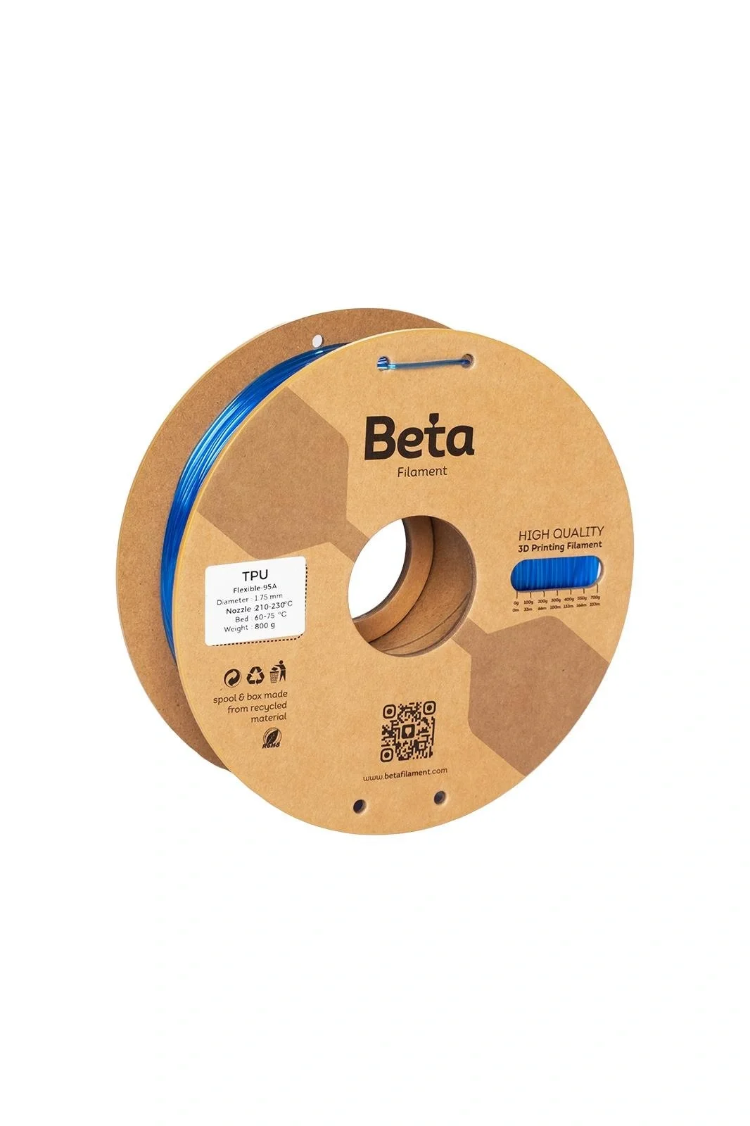Beta TPU 95A Filament Derin Mavi - 1.75mm