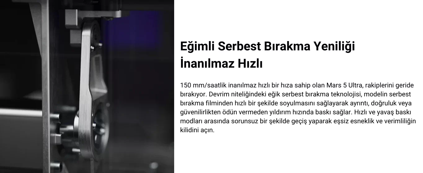 ELEGOO Mars 5 Ultra'nın eğimli serbest bırakma teknolojisiyle hızlı baskı