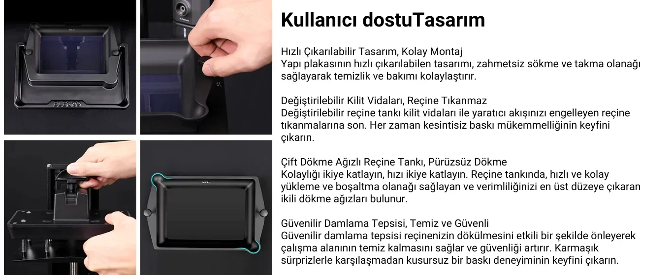 ELEGOO Mars 5 Ultra' nın kullanıcı dostu ve kolay montaj sağlayan tasarımı