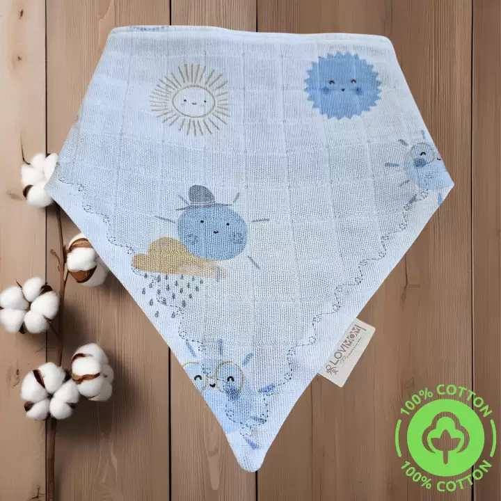 2li Paket Premium %100 Pamuk Ekstra Soft 2 Kat Müslin Bebek Fuları Salya & Mama Önlüğü 3 Çıtçıtlı - Sunshine + Sailor