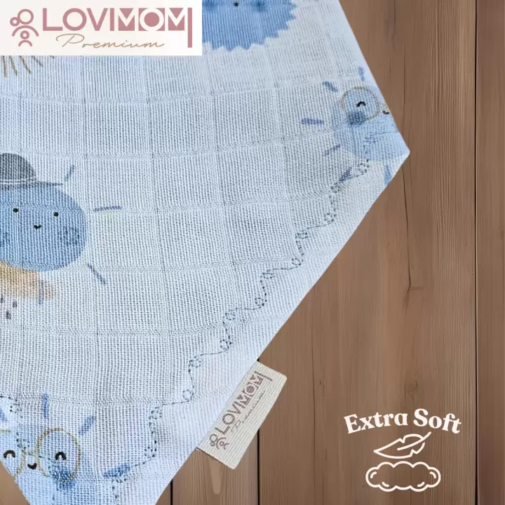 2li Paket Premium %100 Pamuk Ekstra Soft 2 Kat Müslin Bebek Fuları Salya & Mama Önlüğü 3 Çıtçıtlı - Sunshine + Sailor
