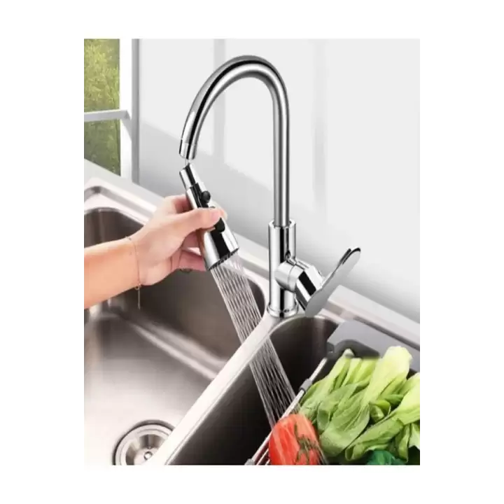 Pratik 3 Fonksiyonlu 720 Derece Metalik Musluk Başlığı Oynar Başlıklı 1 Adet Abs Plastik
