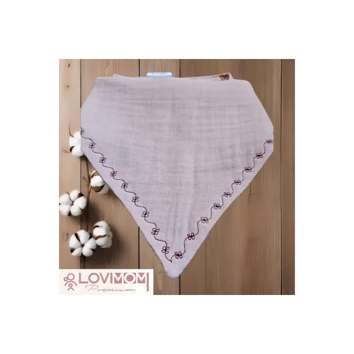 Premium %100 Pamuk Ekstra Soft 2 Kat Müslin Bebek Fuları Salya & Mama Önlüğü 45cm 3 Çıtçıtlı Pinkone