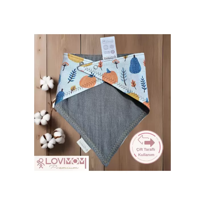 2li Paket Premium %100 Pamuk Ekstra Soft 2 Kat Müslin Bebek Fuları Salya & Mama Önlüğü 3 Çıtçıtlı